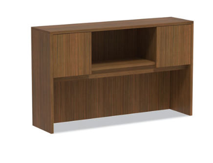 Alera Valencia Series Hutch with Doors, 4 Compartments, 58.88w x 15d x 35.38h, Modern Walnut